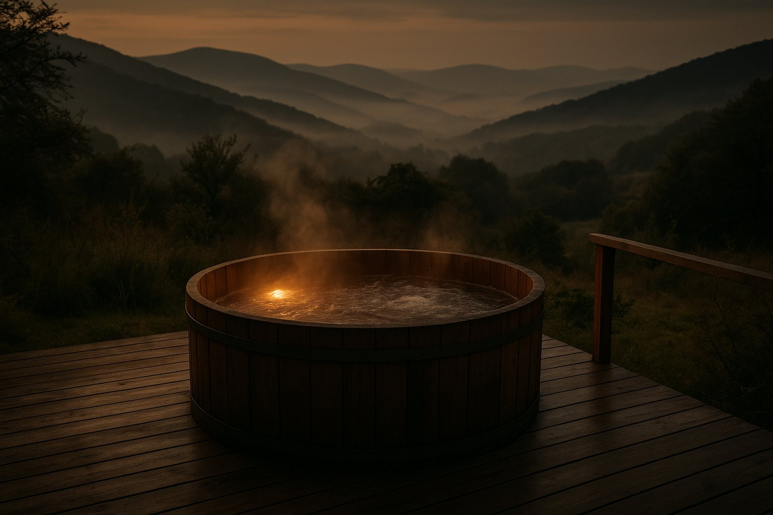 Jakuzzi kilátással a dombokra